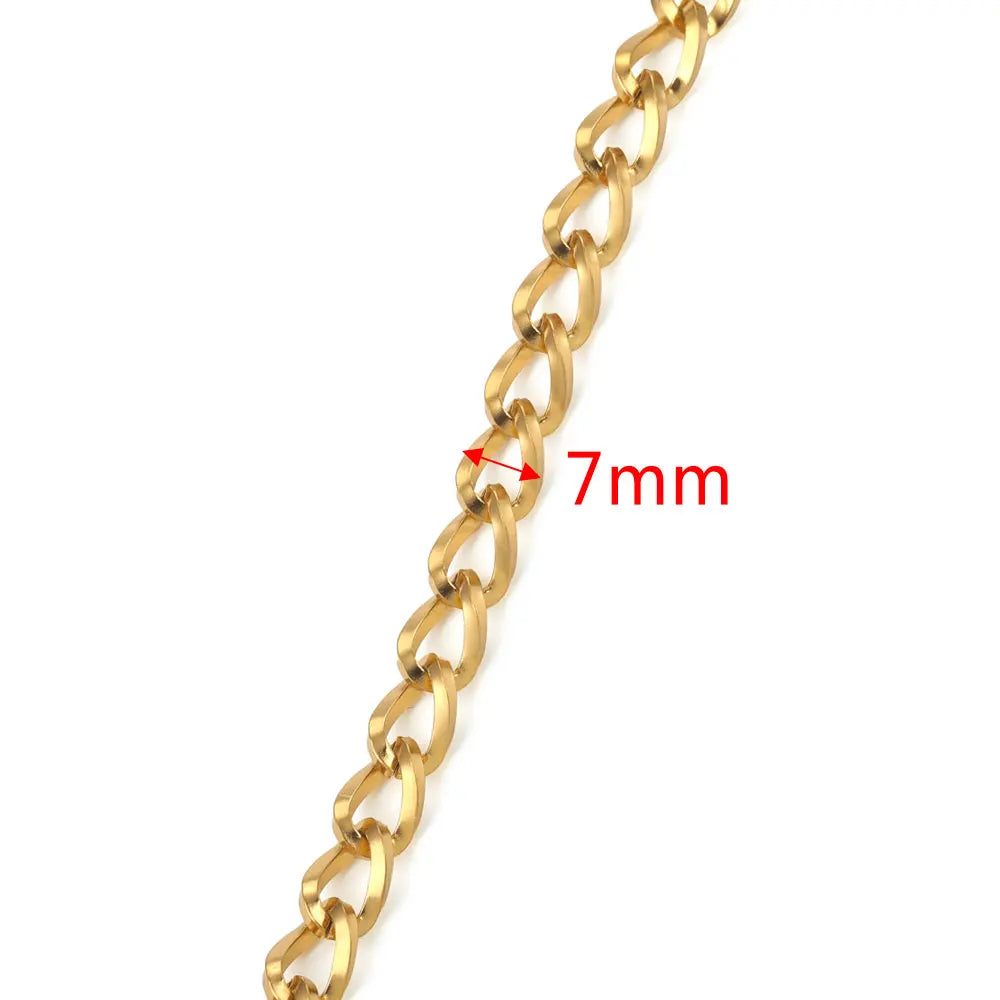 1 Meter 18K Gold Plated Stainless Steel Link Chain for Jewelry Making – Bulk Rolo Cable Necklace & Bracelet Chain
