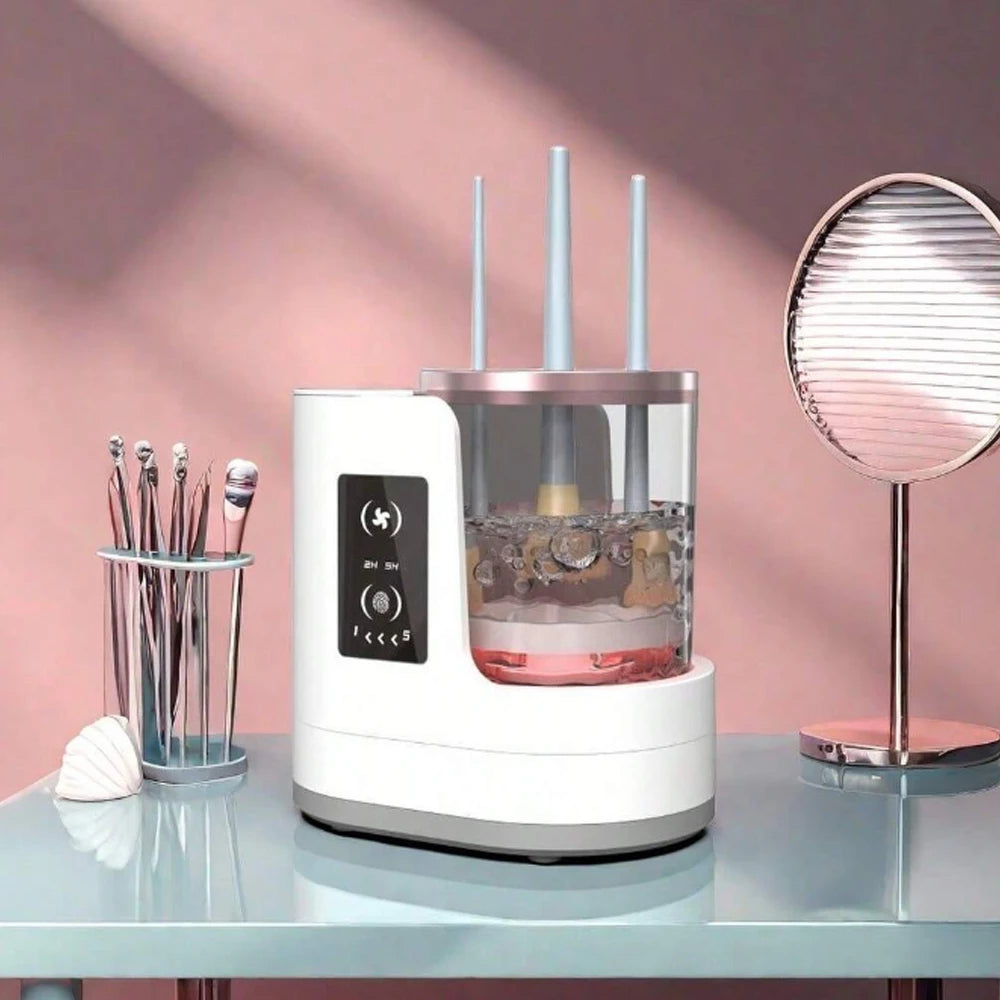 Electric makeup brush cleaner, a cleaning tool for makeup brushes and foundation.