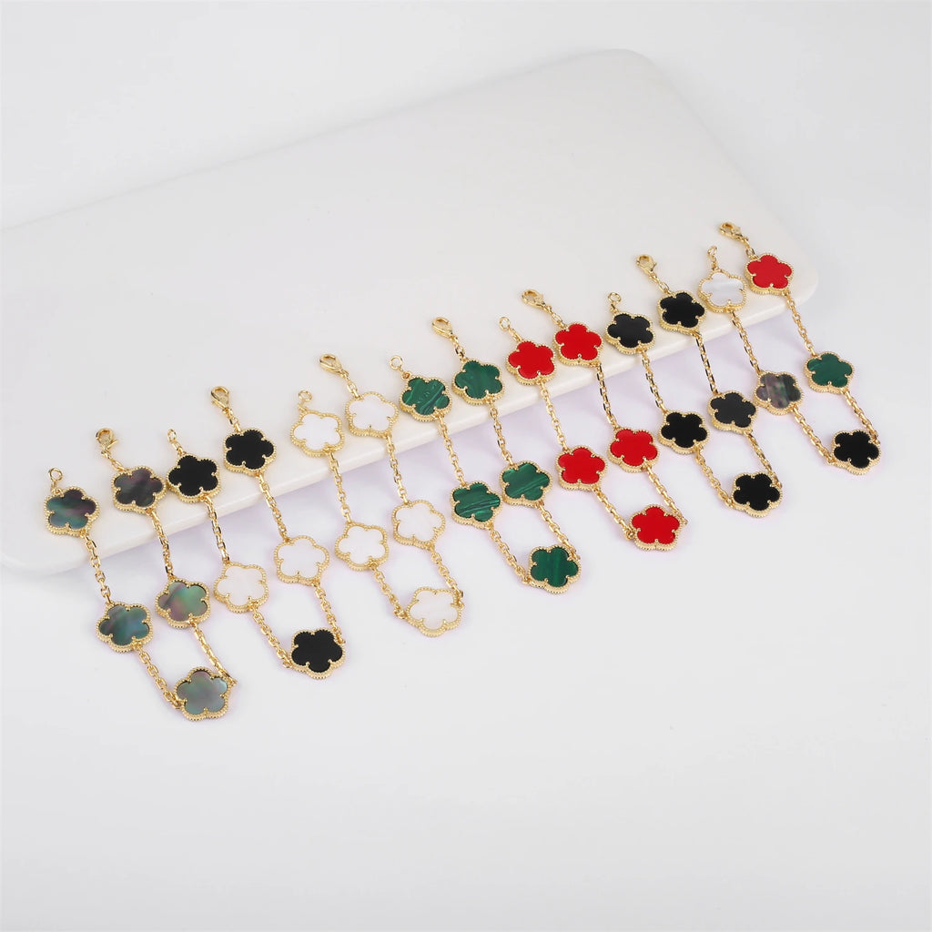 Lucky Clover Natural Mother of Pearl Bracelet & Necklace – Gold & Silver