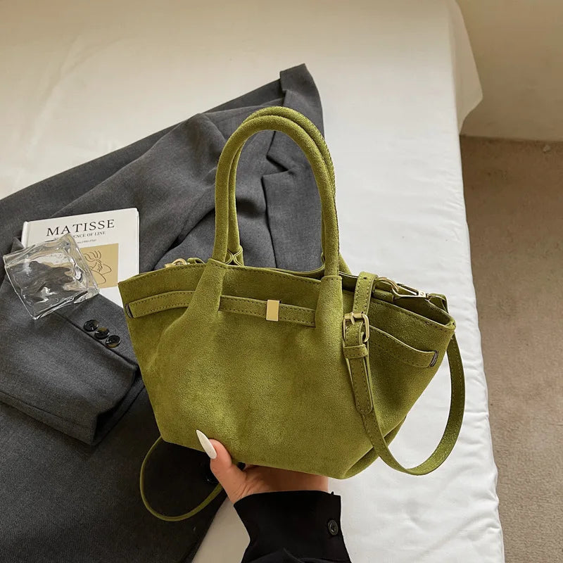 Matte Leather Suede Tote Handbags for Women