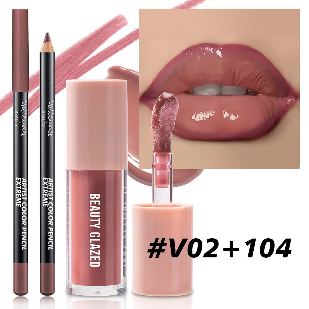 2pcs/Set Velvet Texture Lip Makeup,Matte Effect, Red, Brown Colors, Create a Moisturizing and Natural Lip Makeup Nanasbeautyholic