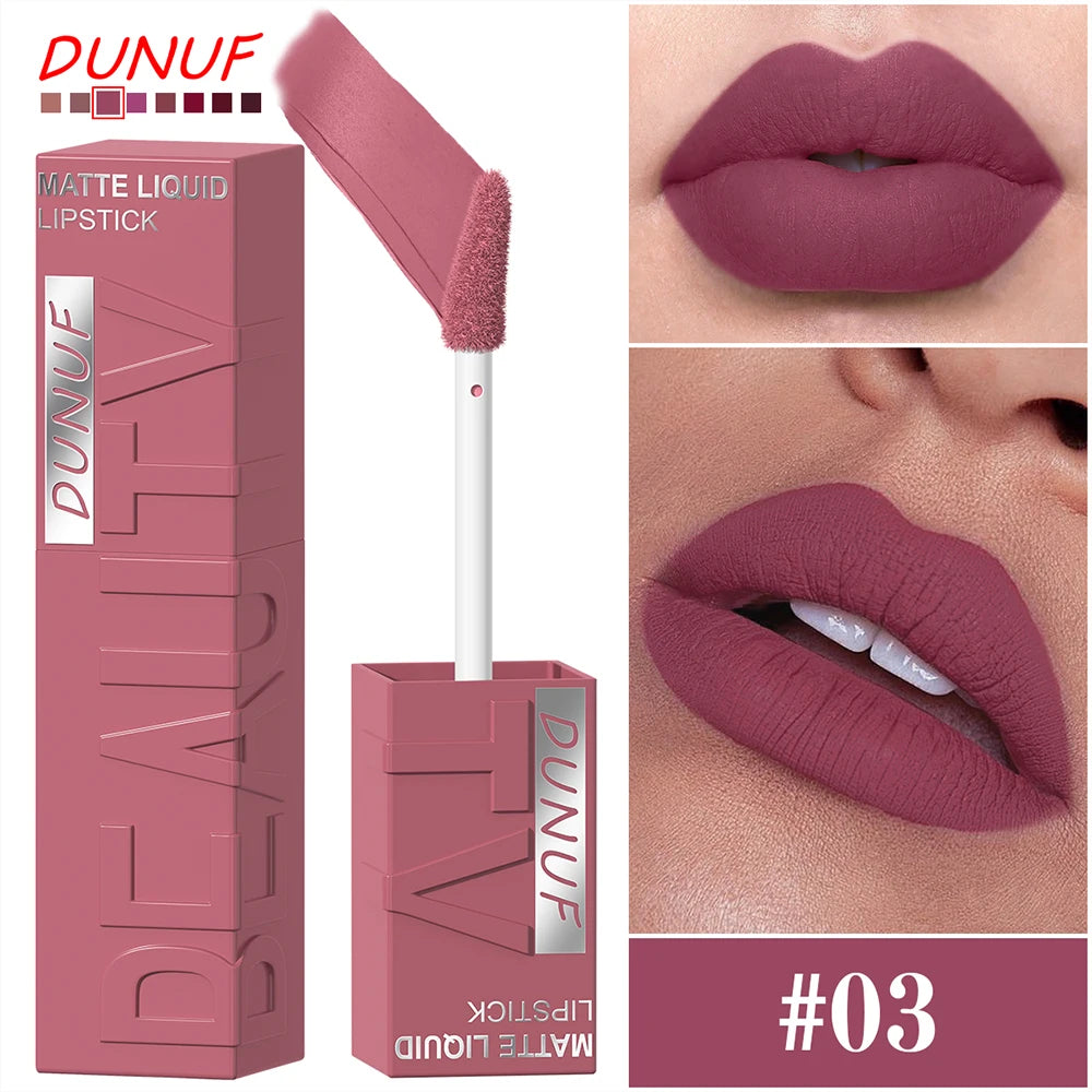 8Pcs/Set Nude Brown Matte Liquid Lipstick Velvet Sexy Dark Red Lip Glaze Non-stick Cup Not Easy To Fade Lip Gloss Lipstick Makeu Nanasbeautyholic
