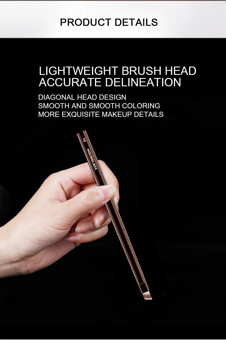 Hourglass Makeup Brush- No.10 Angled Eyeliner/ Eyebrow Brush Soft and Skin-friendly Fiber Hair Fashion Design Single Eye Brush Nanasbeautyholic
