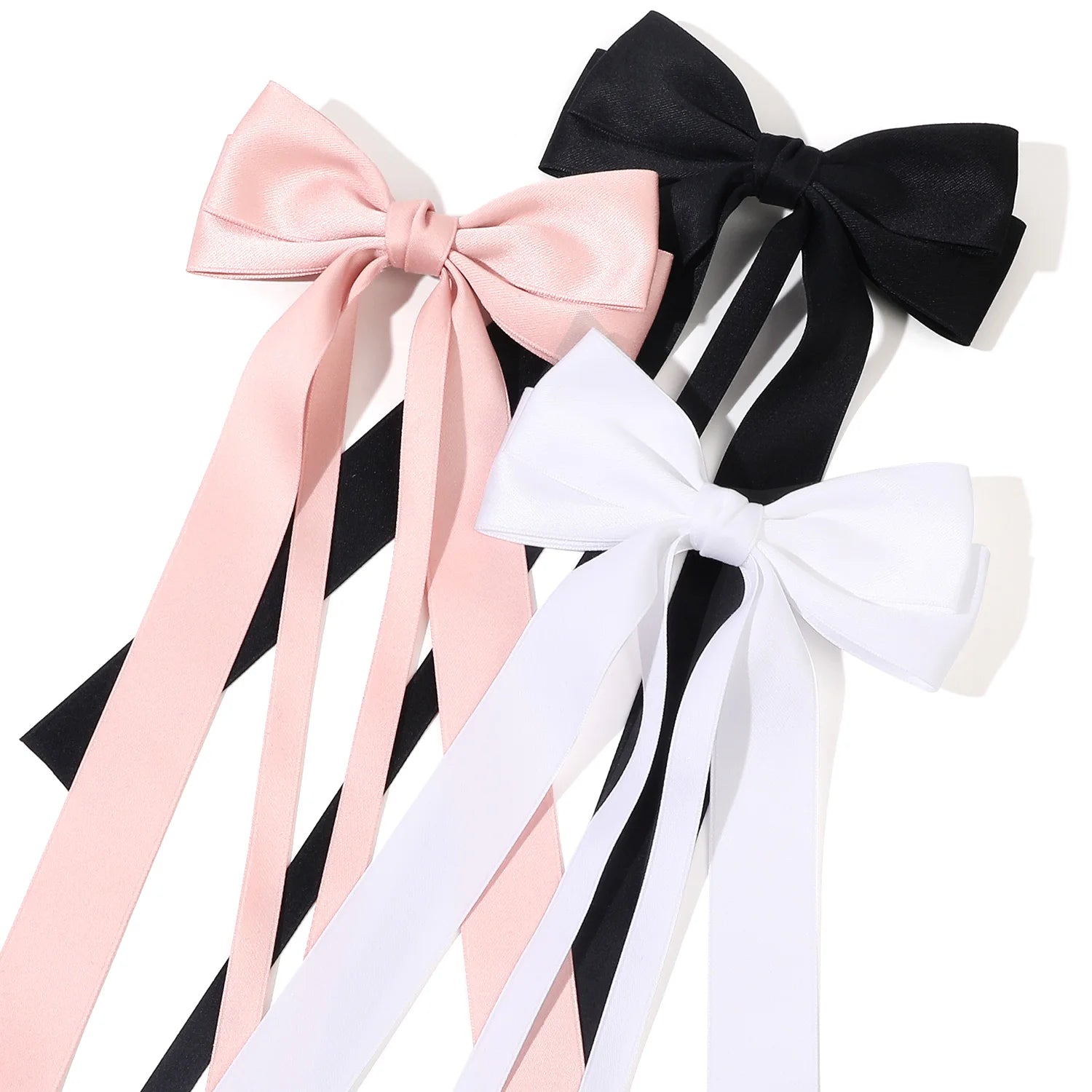 Korean Solid Color Ribbon Double Bowknot Hair Clips