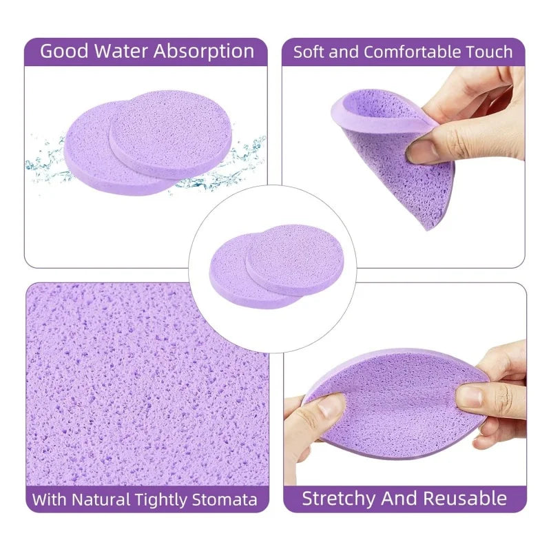 Compress Face Wash Puff with Storage Box Facial Cleansing Sponge for Makeup Remover Round Face Wash Sponge Skincare Beauty Tool Nanasbeautyholic