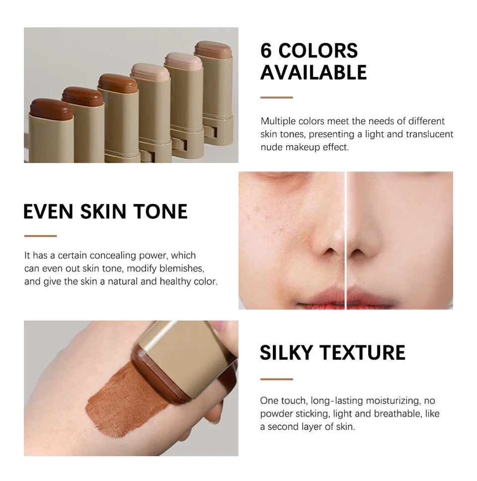 Skin Tint Stick Waterproof Nourishing Solid Tinted Serum Foundation Skin Tint Balm Face Tinted Face Contour Stick Makeup Nanasbeautyholic