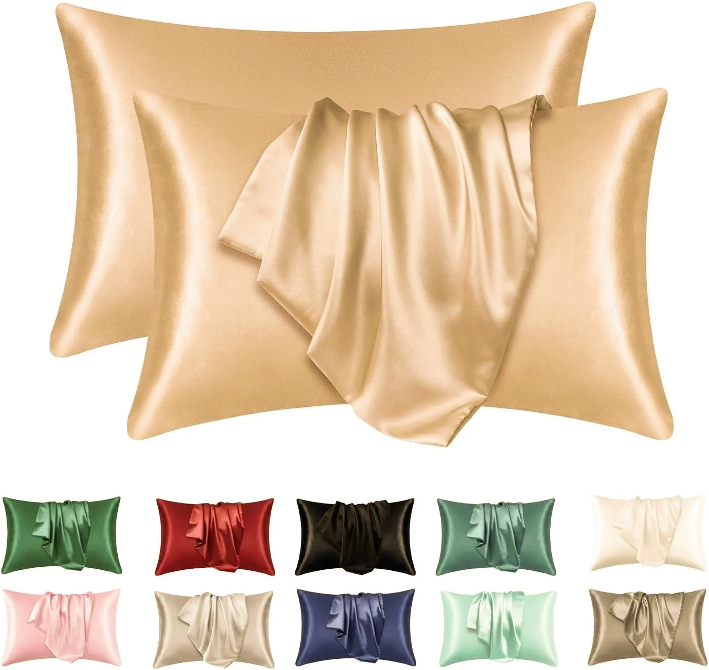 2pcs Satin Silk Pillowcase for Hair and Skin, Coral Pillow Cases Standard Size Set of   Super Soft Pillow Case Nanasbeautyholic