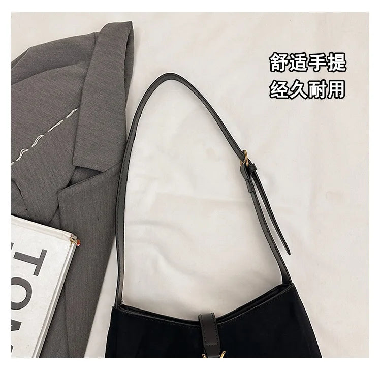Luxe Faux Leather Bucket Bag – Large Capacity Hobo Shoulder Bag for Women