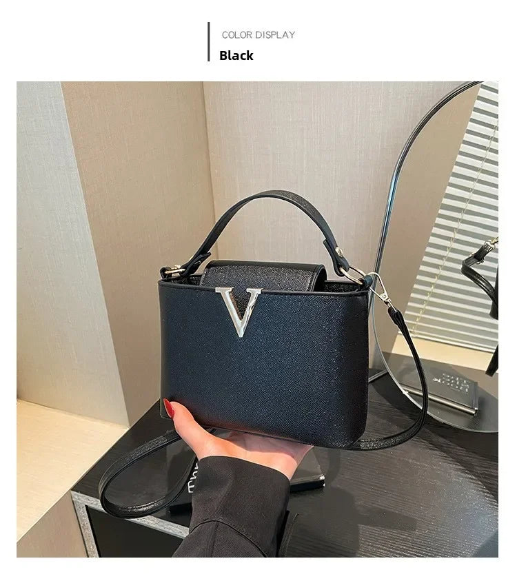 Sequin Letter Bucket Bag – Soft PU Leather Shoulder & Crossbody Tote for Women