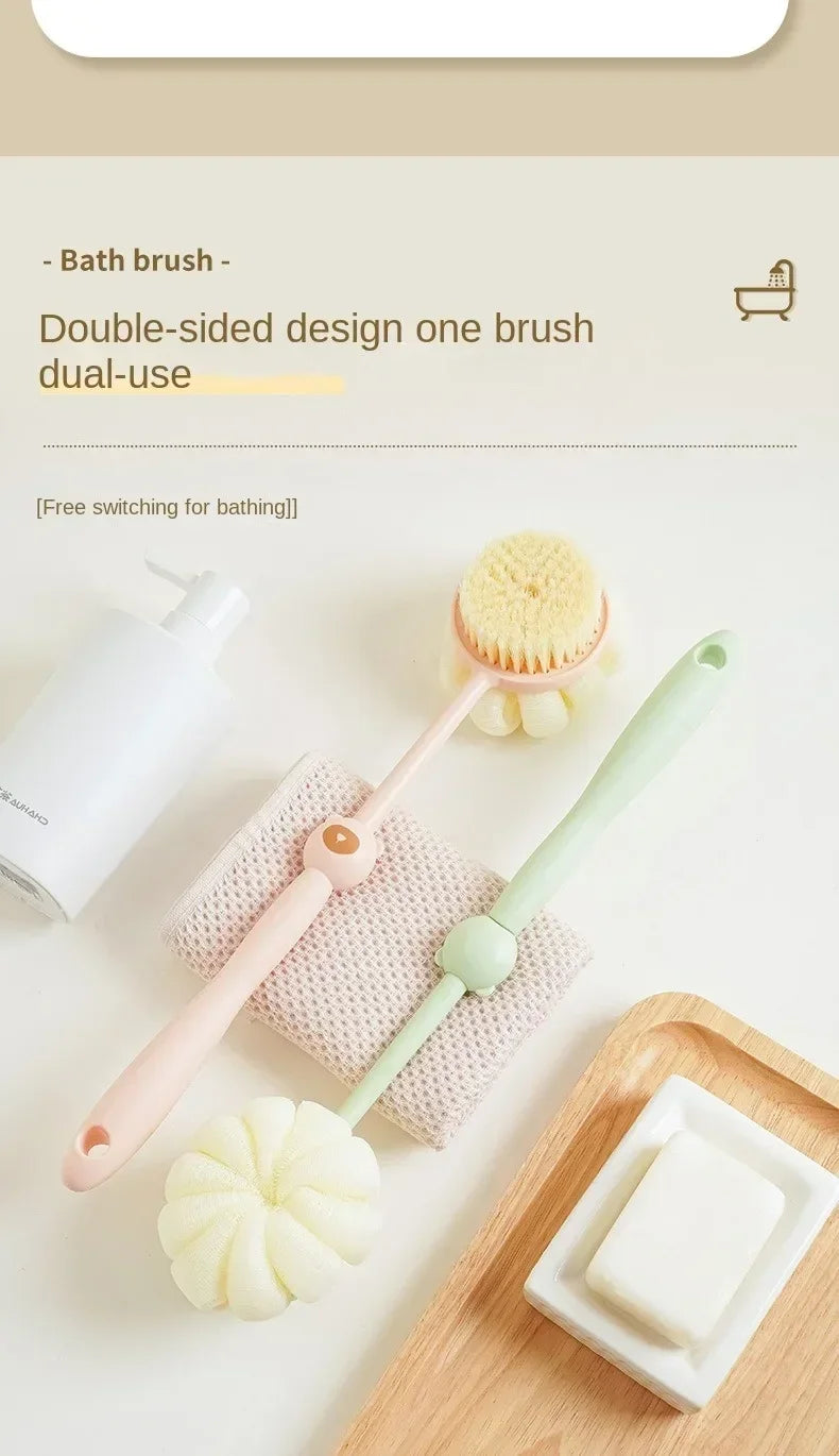Bath Brush Back Body Bath Shower Sponge Scrubber Brushes With Handle Exfoliating Scrub Skin Massager Exfoliation Bathroom Brush Nanasbeautyholic
