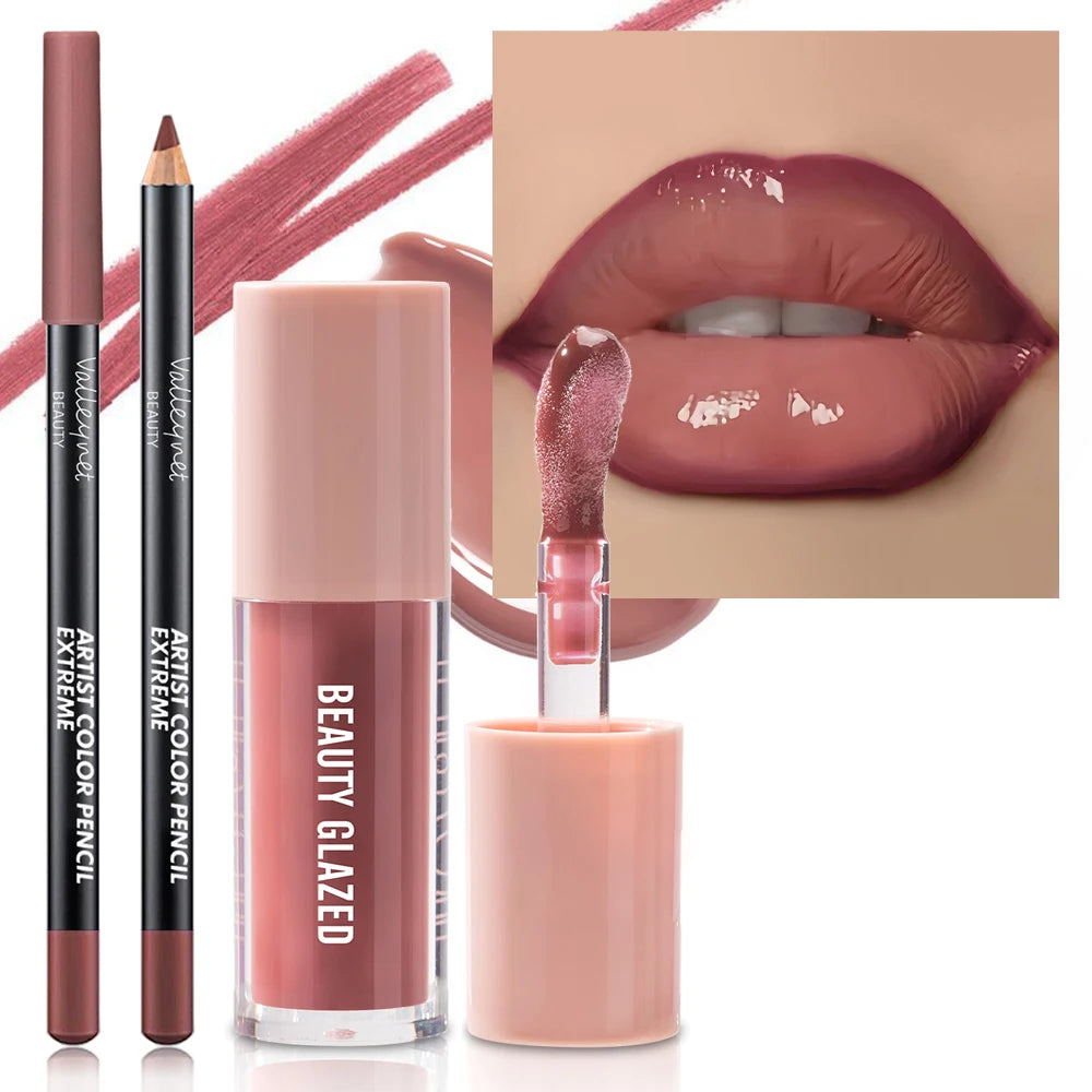 2pcs/Set Velvet Texture Lip Makeup,Matte Effect, Red, Brown Colors, Create a Moisturizing and Natural Lip Makeup Nanasbeautyholic