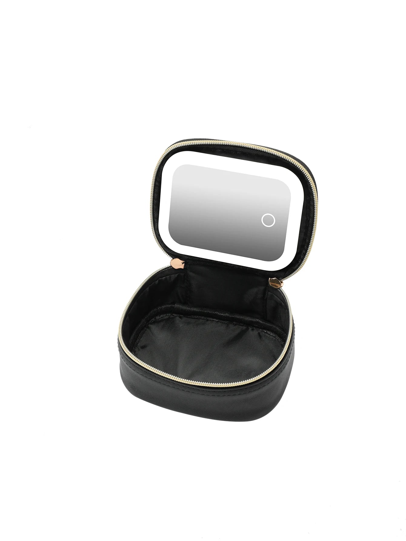 Rechargeable Travel Makeup Bag With LED Mirror, Compact Touch Screen Tabletop Cosmetic Mirror, 3 Colors Light Nanasbeautyholic