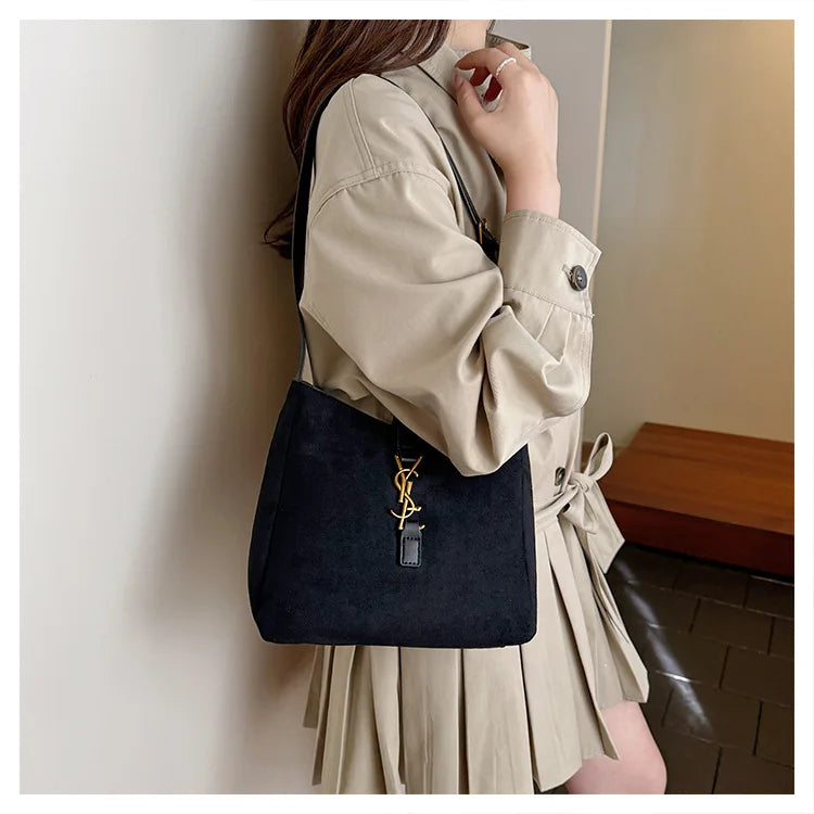 Luxe Faux Leather Bucket Bag – Large Capacity Hobo Shoulder Bag for Women