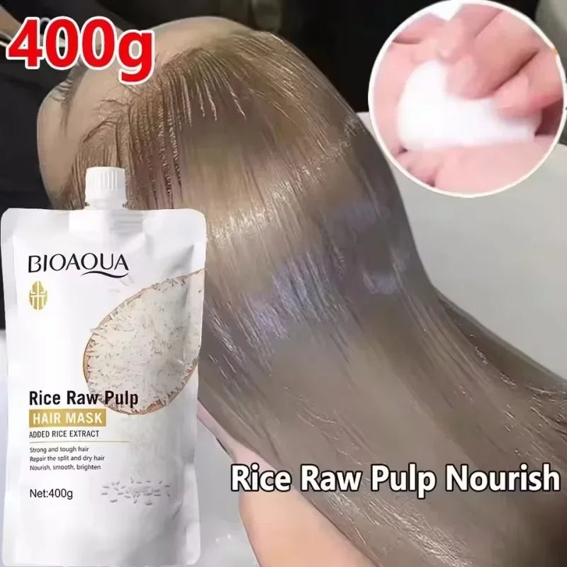Rice Magical Keratin Hair Mask 5 Seconds Repair Damaged Frizzy Hairs Soft Smooth Shiny Moisturizing Nourish Hair Root Care Nanasbeautyholic