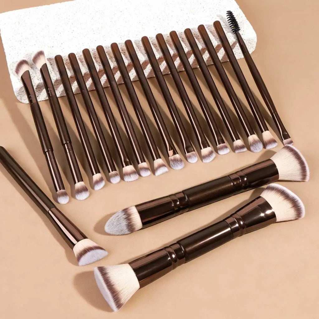 LUXEBLEND Dual-Ended Makeup Brush Set – Professional Travel Brushes for Foundation, Eyeshadow & Blending (5, 6, 10, 18 or 22 Pcs)