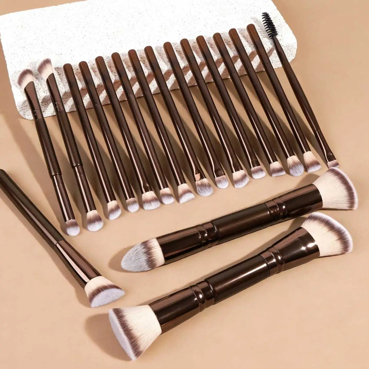 LUXEBLEND Dual-Ended Makeup Brush Set – Professional Travel Brushes for Foundation, Eyeshadow & Blending (5, 6, 10, 18 or 22 Pcs)
