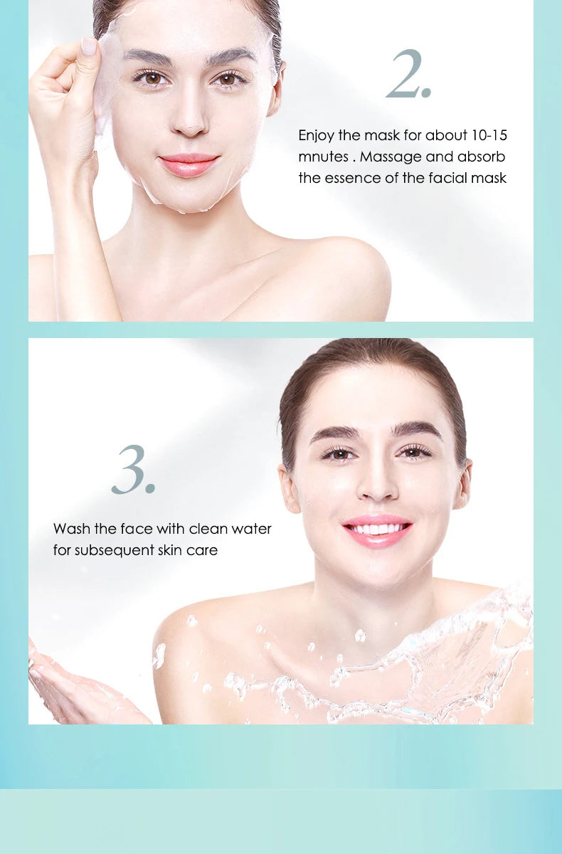 20pcs Hyaluronic Acid Collagen Face Mask skincare Moisturizing Firming Hydrating Facial Masks Sheet Mask Korean Skin Care Nanasbeautyholic
