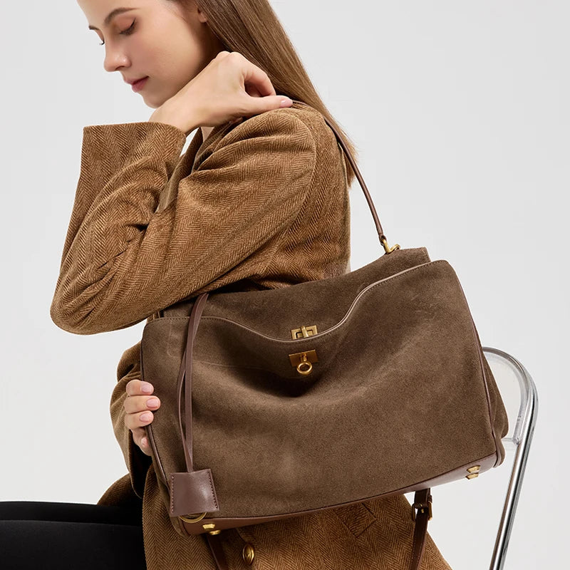 Women's Suede genuine leather Bag Shoulder Handbag Luxury Designer