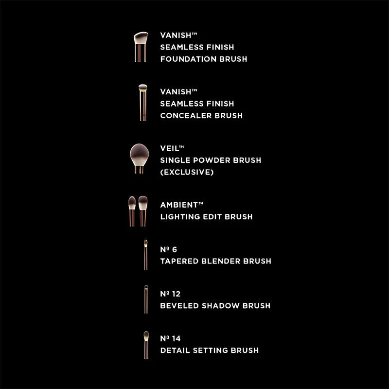 HOURGLASS Vegan brush travel brush set includes 7 brushes for the eye and face with a bag gift box packaging Nanasbeautyholic