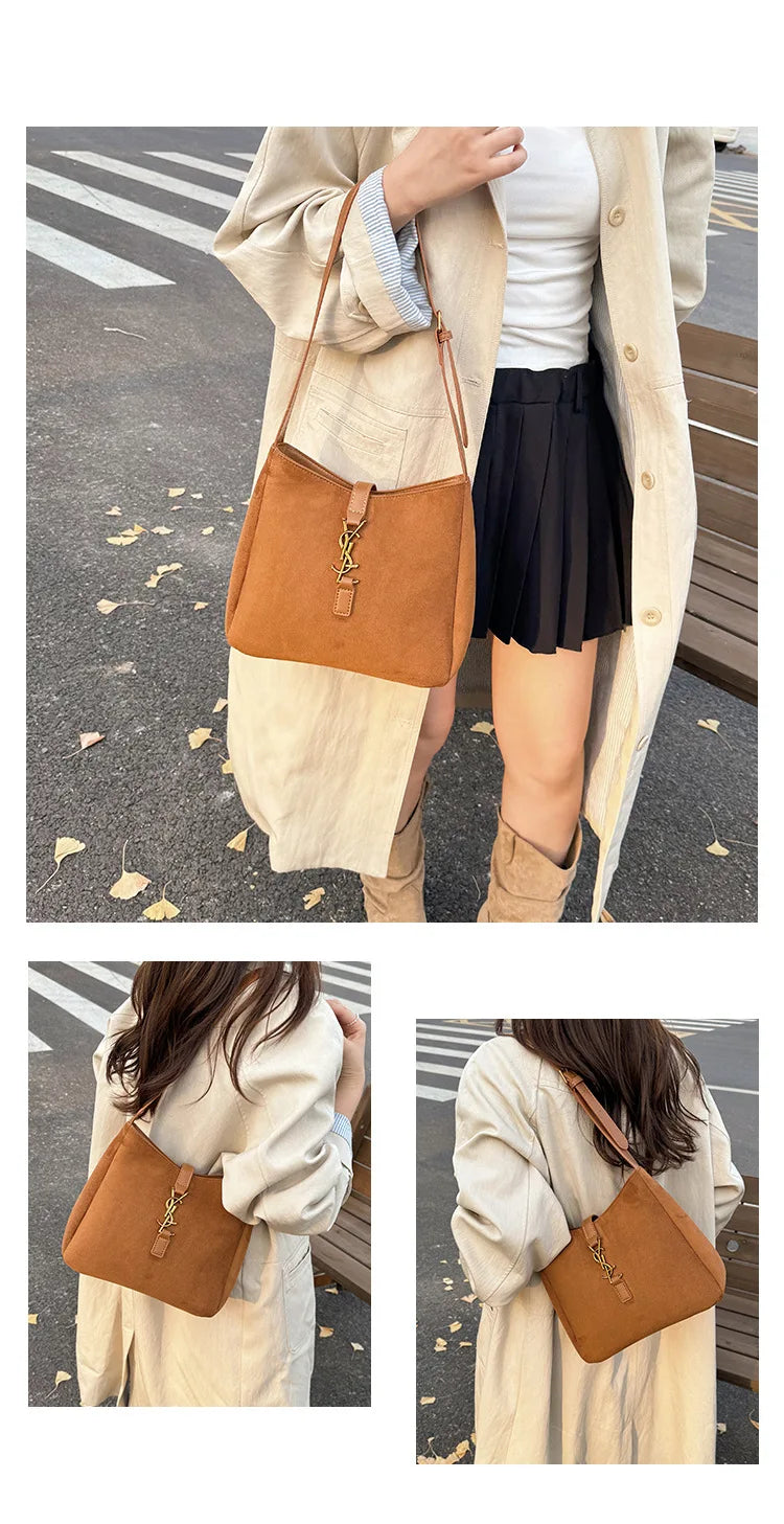 Luxe Faux Leather Bucket Bag – Large Capacity Hobo Shoulder Bag for Women