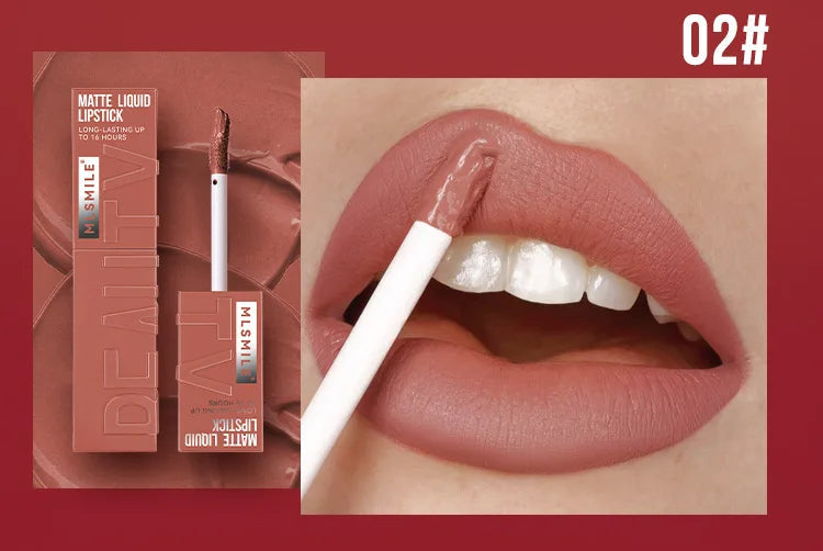 MLSMILE 6 Color Non-stick cup Velvet Satin Gloss Lip glaze Mist Liquid matte lipstick Waterproof long-lasting color liquid Nanasbeautyholic