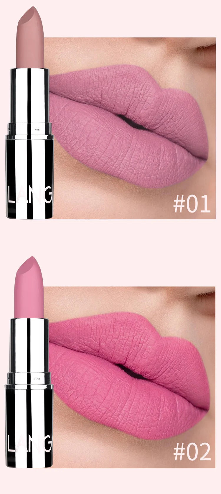 Langmani Silver Tube Matte Lipstick Non Staying Cup Makeup Lipstick  8 colors available Nanasbeautyholic