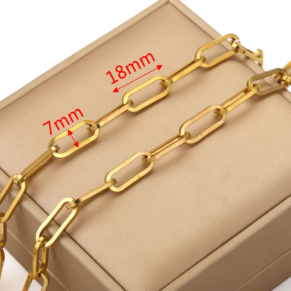 1 Meter 18K Gold Plated Stainless Steel Link Chain for Jewelry Making – Bulk Rolo Cable Necklace & Bracelet Chain