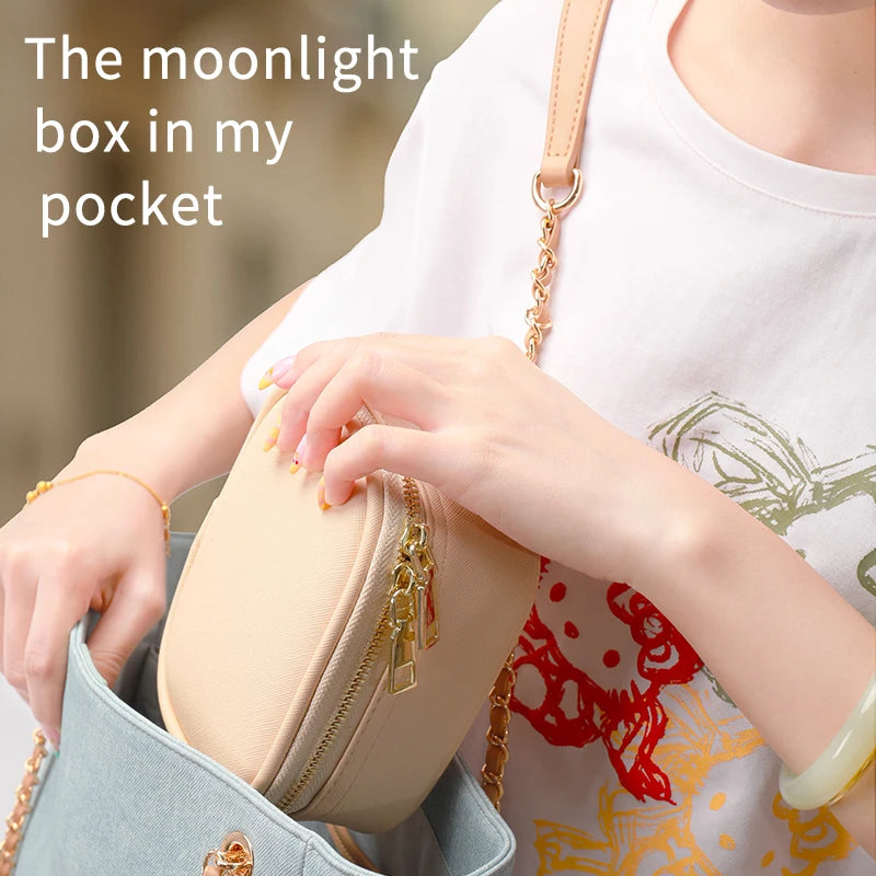 Rechargeable Travel Makeup Bag With LED Mirror, Compact Touch Screen Tabletop Cosmetic Mirror, 3 Colors Light Nanasbeautyholic