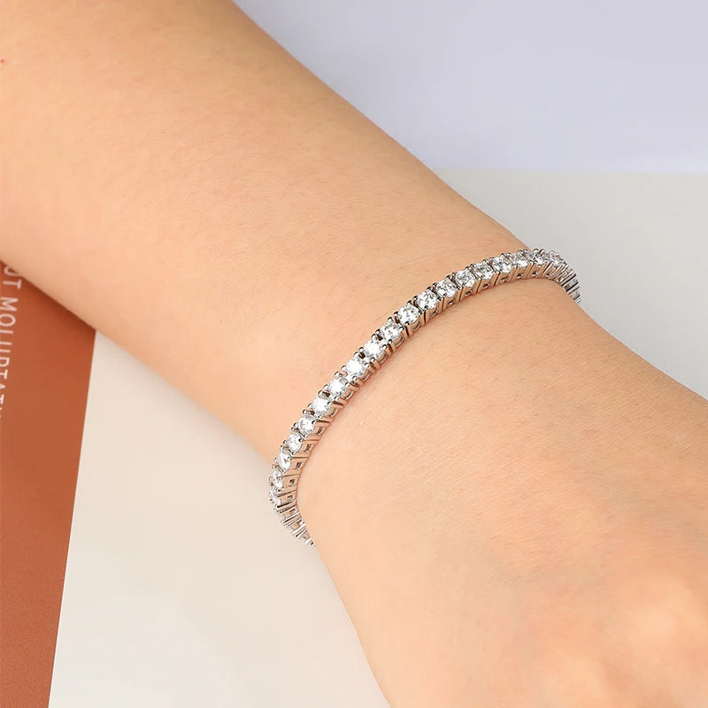 925 Sterling Silver Moissanite Tennis Bracelet | VVS1 D Color | GRA Certified | 3mm 4mm 5mm