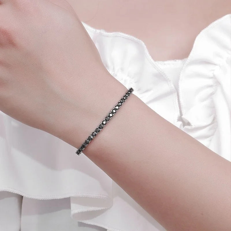 925 Sterling Silver Zircon Bangle — 18K Gold Plated, 5A Grade Sparkling Bracelet