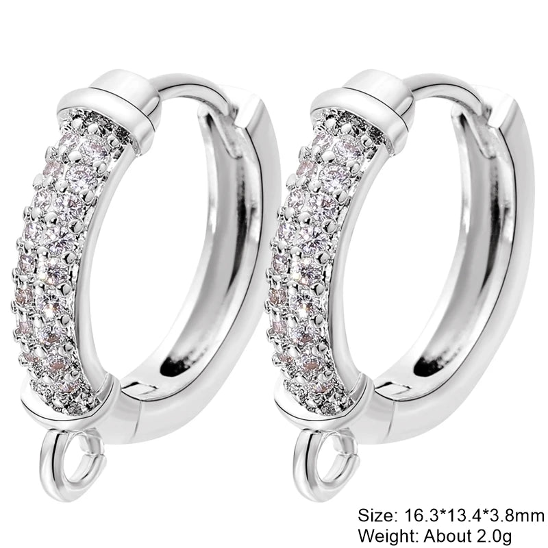 Juya 18K Gold & Silver Plated Earring Hooks – Micro Pave Zircon DIY Jewelry Findings