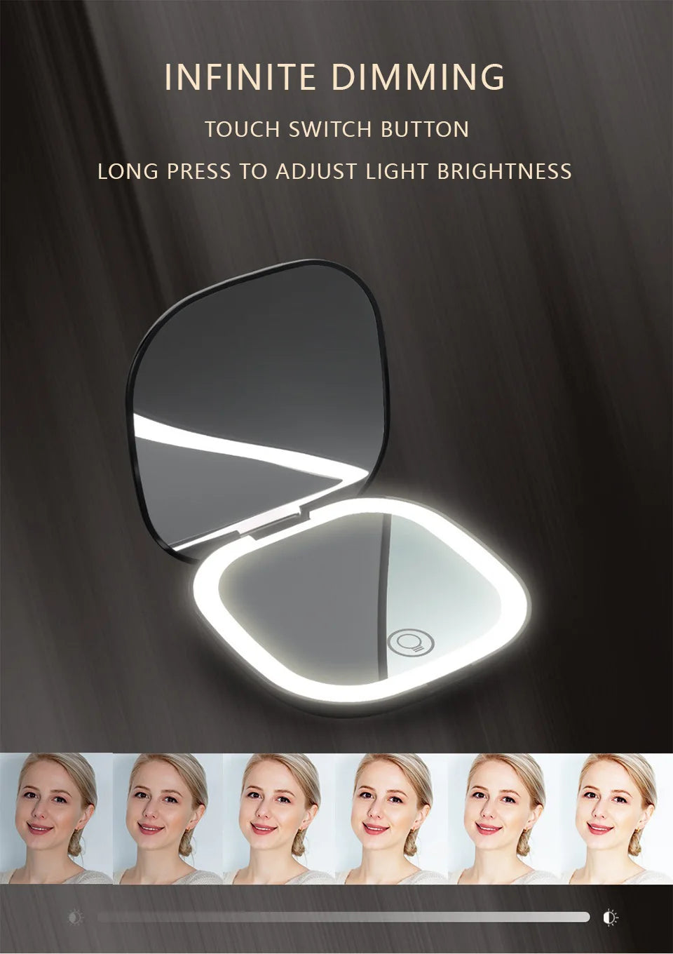 Mini Compact Foldable Pocket Hand Led Makeup Mirror