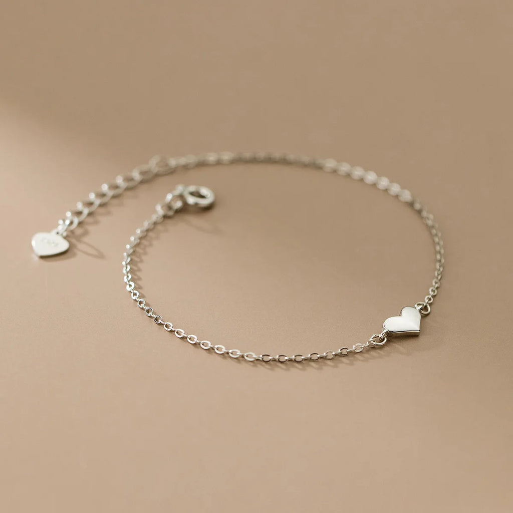 925 Sterling Silver Heart Bracelet | 5A CZ Link Chain | Y2K Gothic Aesthetic | Women's Fine Jewelry