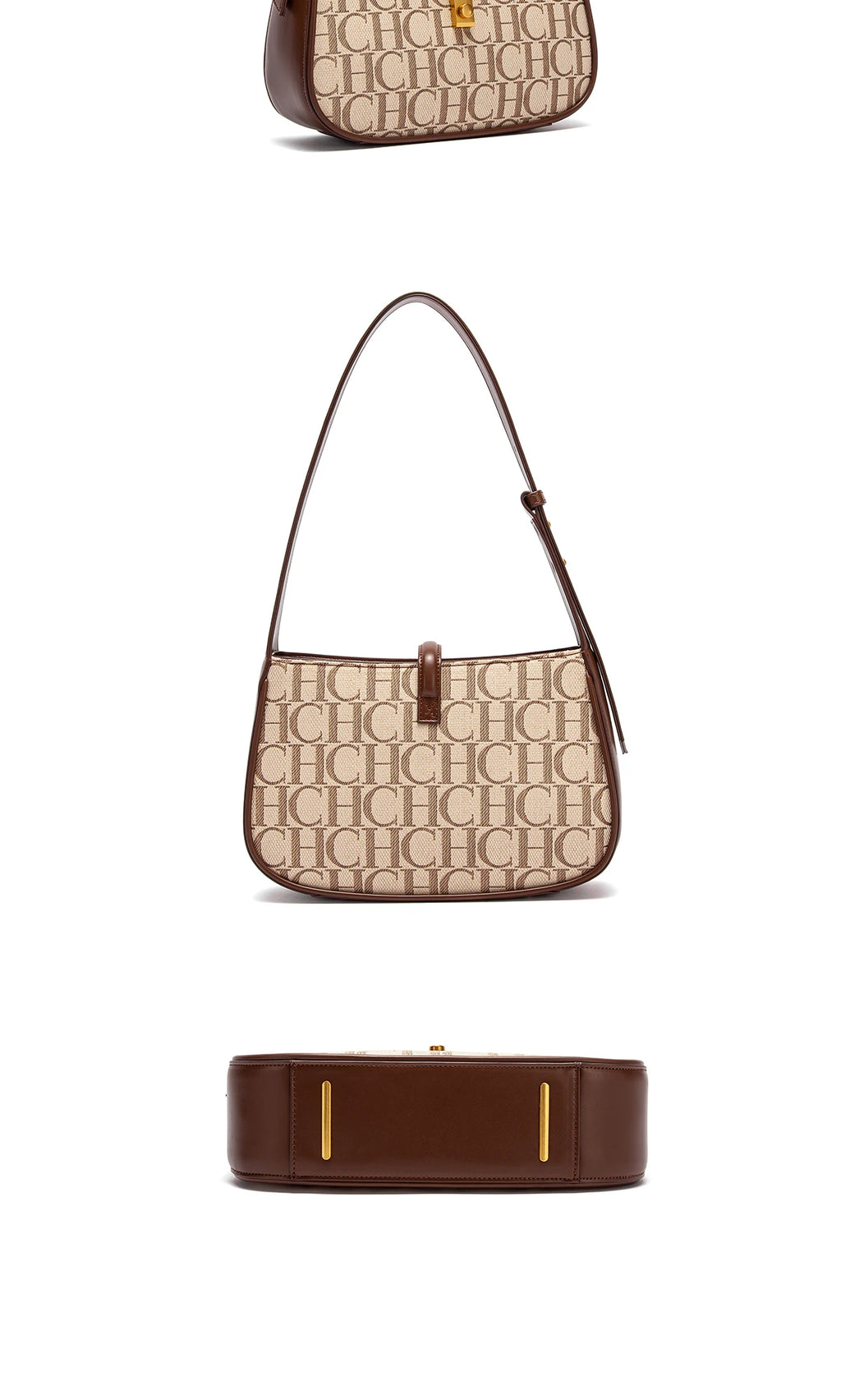 Luxury Baguette Shoulder Bag – Monogram PU Leather Handbag for Women