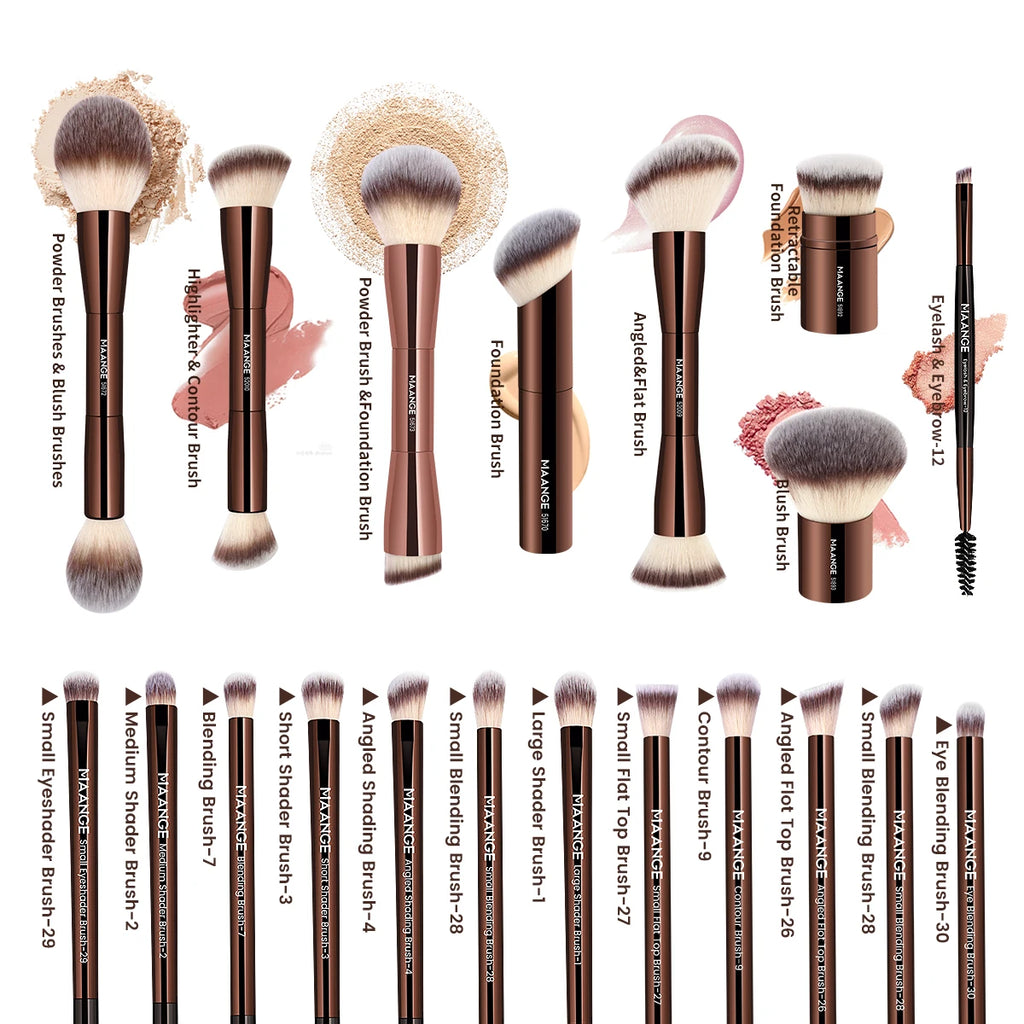 MAANGE 20pcs/set Pro Makeup Brushes Double Ended