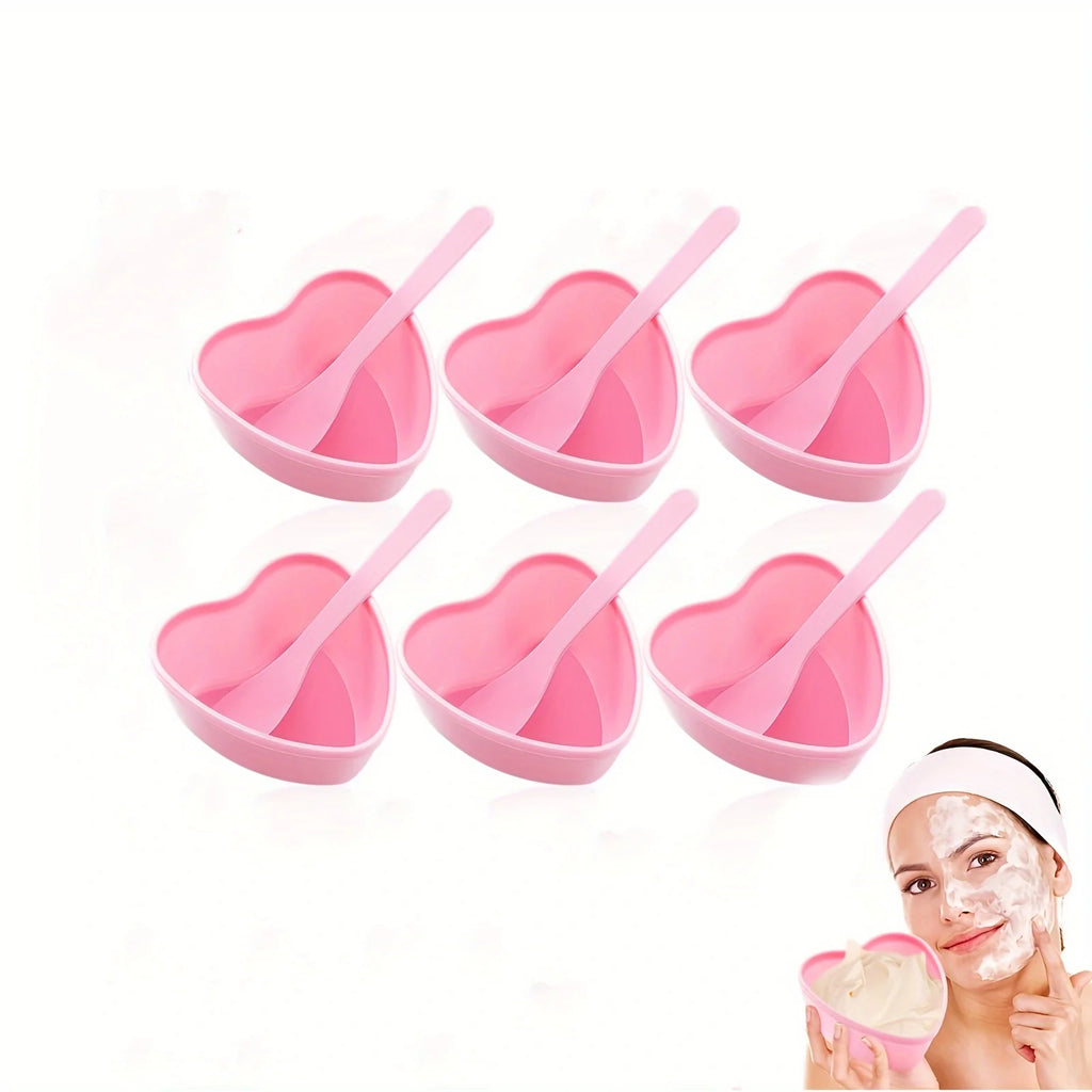 6-Piece Heart-Shaped Facial Mask Mixing Set - Pink