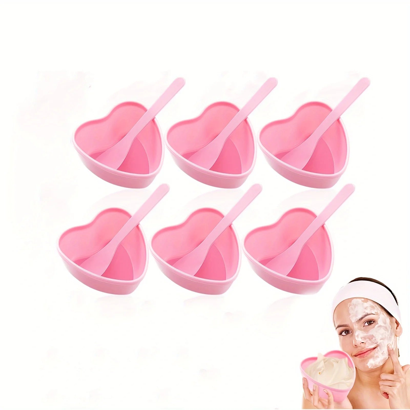 6-Piece Heart-Shaped Facial Mask Mixing Set - Pink