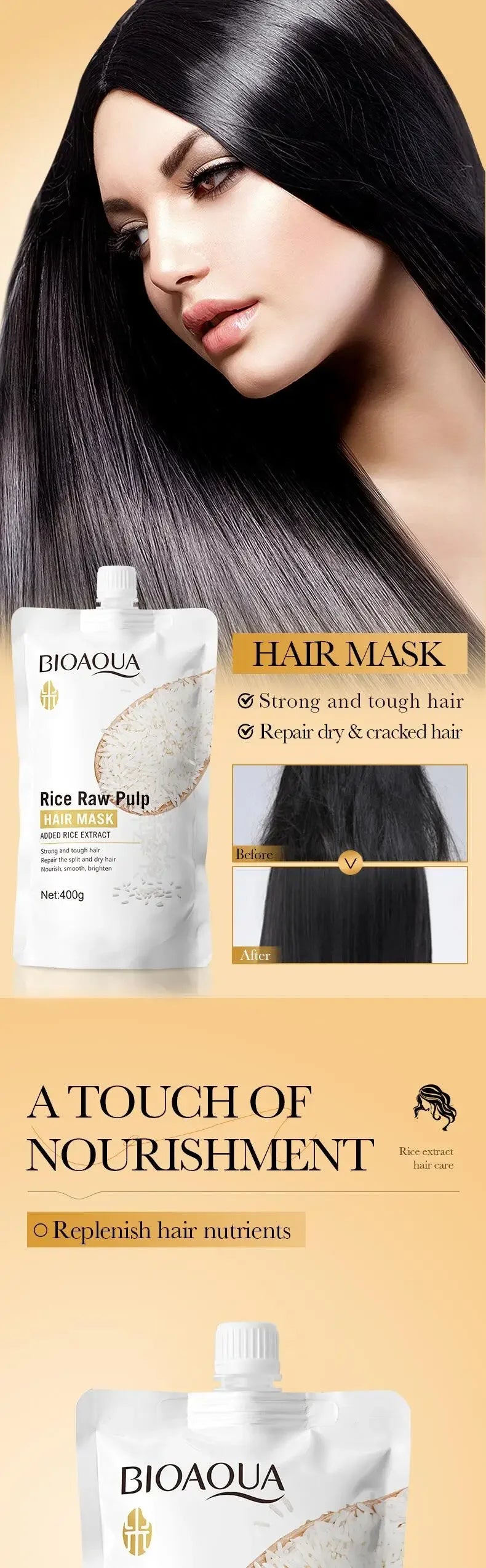 Rice Magical Keratin Hair Mask 5 Seconds Repair Damaged Frizzy Hairs Soft Smooth Shiny Moisturizing Nourish Hair Root Care Nanasbeautyholic