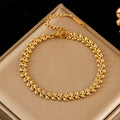 Stainless Steel Beaded Charm Bracelet for Women – 18K Gold Plated Link Chain