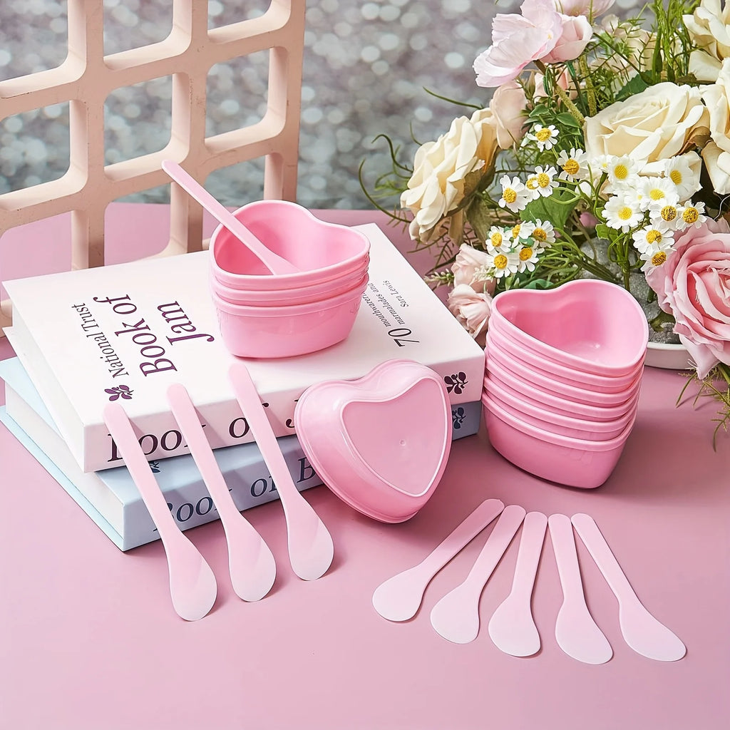 6-Piece Heart-Shaped Facial Mask Mixing Set - Pink