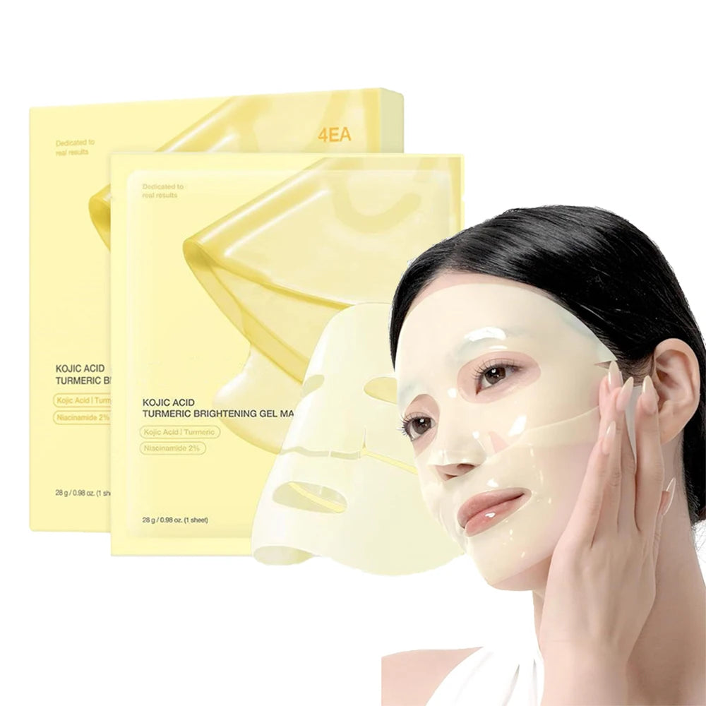 4pcs/Box Absorbable Kojic Acid Turmeric Brightening Gel Mask Collagen Moisturizing Facial Mask Retinol Anti Wrinke Firming Mask Nanasbeautyholic