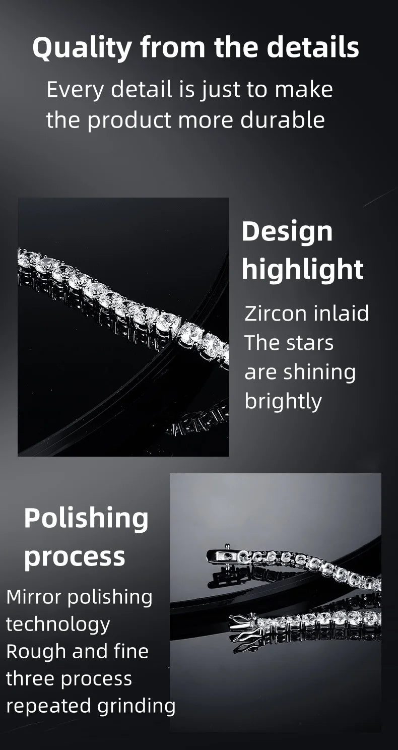 925 Sterling Silver Zircon Bangle — 18K Gold Plated, 5A Grade Sparkling Bracelet