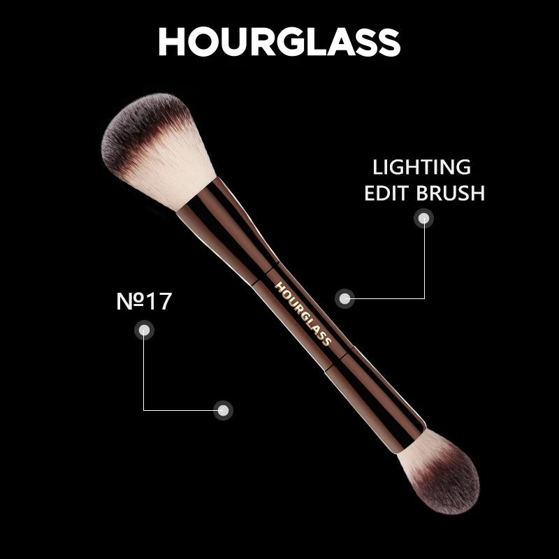 Hourglass Makeup Brush- No.17 Lighting Edit Brush Soft Fiber Hair Double Head Highlight Fashion Design Single Face Brush Nanasbeautyholic