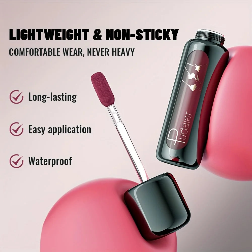 Matte Lip Mud Velvet Lip Gloss, Long Lasting Waterproof Lipstick, Non-Stick Smooth Lip Makeup Gift for Women Nanasbeautyholic