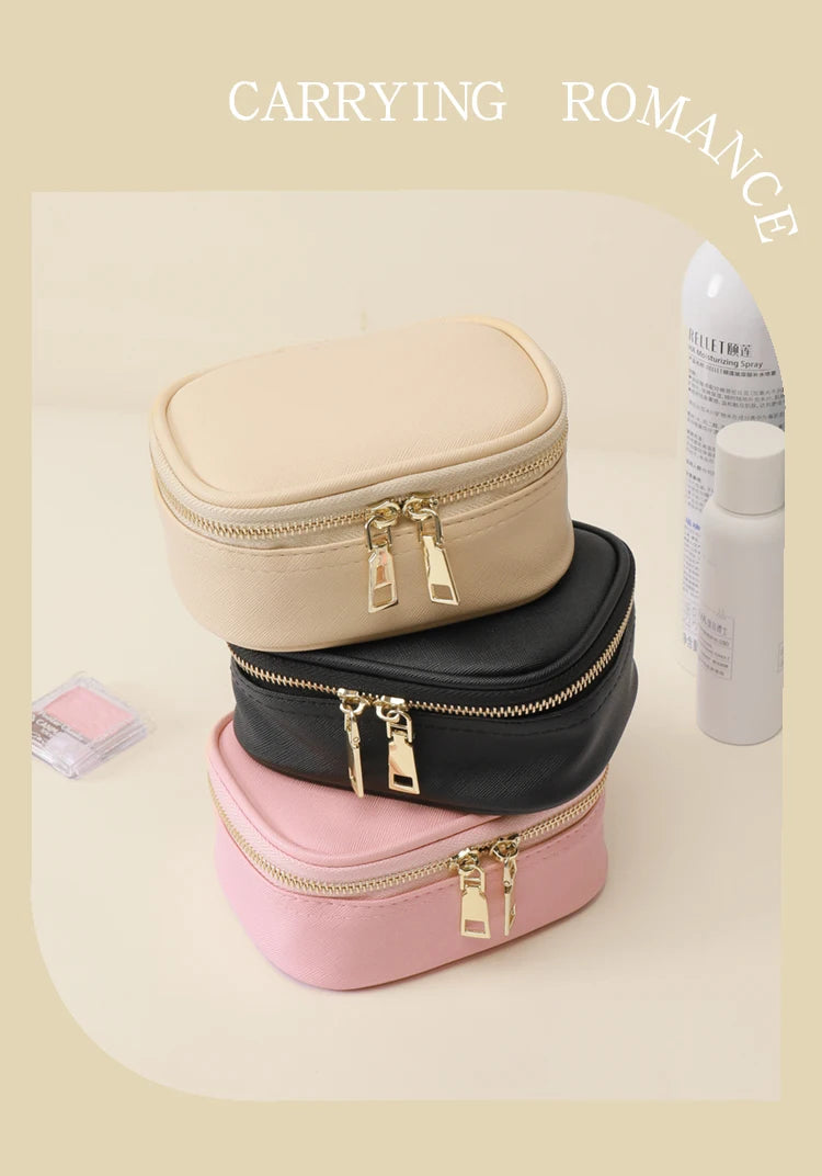Rechargeable Travel Makeup Bag With LED Mirror, Compact Touch Screen Tabletop Cosmetic Mirror, 3 Colors Light Nanasbeautyholic