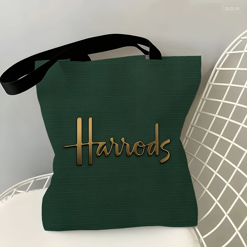 1 Pc  Harrods Tote Bag, Foldable Shopping Bag, Reusable Shopper Bag Art Print Tote Bag Nanasbeautyholic