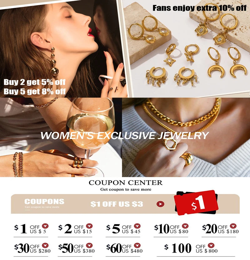Stainless Steel Beaded Charm Bracelet for Women – 18K Gold Plated Link Chain