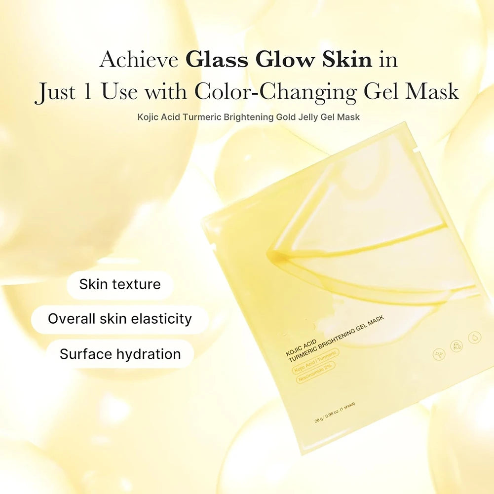 4pcs/Box Absorbable Kojic Acid Turmeric Brightening Gel Mask Collagen Moisturizing Facial Mask Retinol Anti Wrinke Firming Mask Nanasbeautyholic