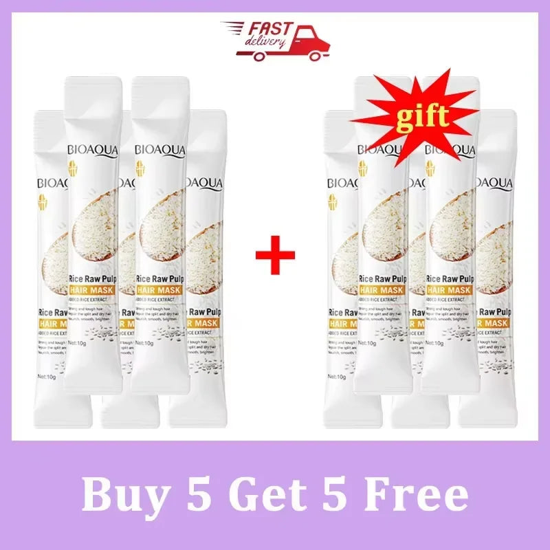 Rice Magical Keratin Hair Mask 5 Seconds Repair Damaged Frizzy Hairs Soft Smooth Shiny Moisturizing Nourish Hair Root Care Nanasbeautyholic