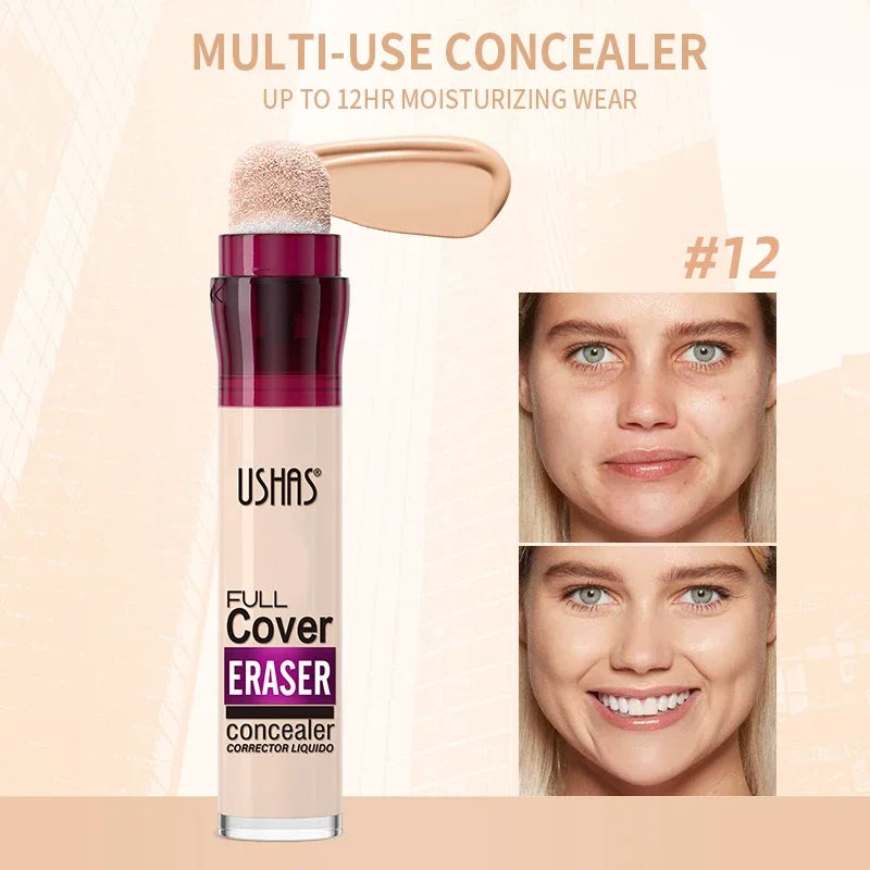 USHAS Sponge Tip Concealer – Full Coverage for Dark Circles, Freckles & Acne | 12 Shades
